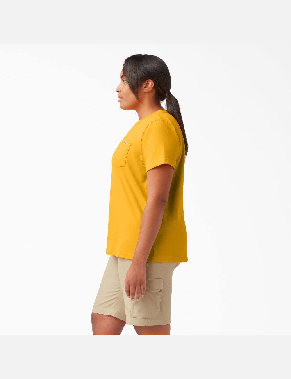 Camiseta Dickies Plus Heavyweight Corta Sleeve Mujer Amarillo | 0765914-KR