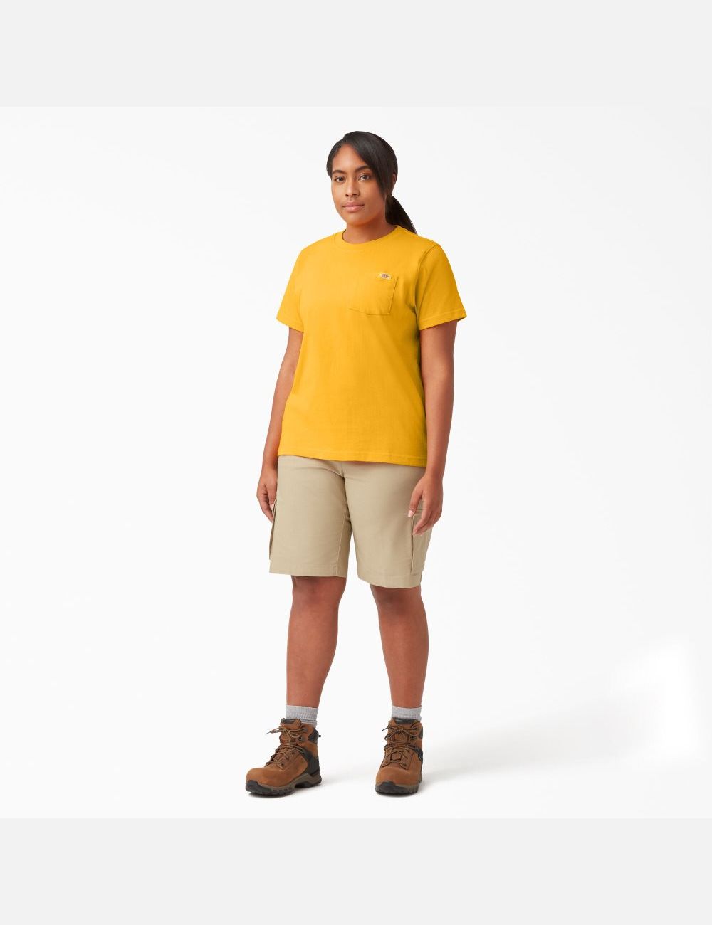 Camiseta Dickies Plus Heavyweight Corta Sleeve Mujer Amarillo | 0765914-KR