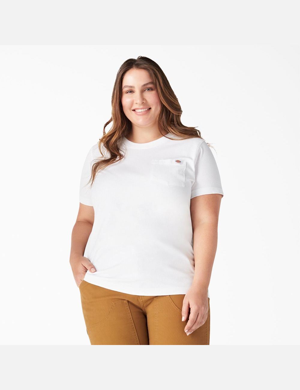 Camiseta Dickies Plus Heavyweight Corta Sleeve Mujer Blancas | 6208593-UJ