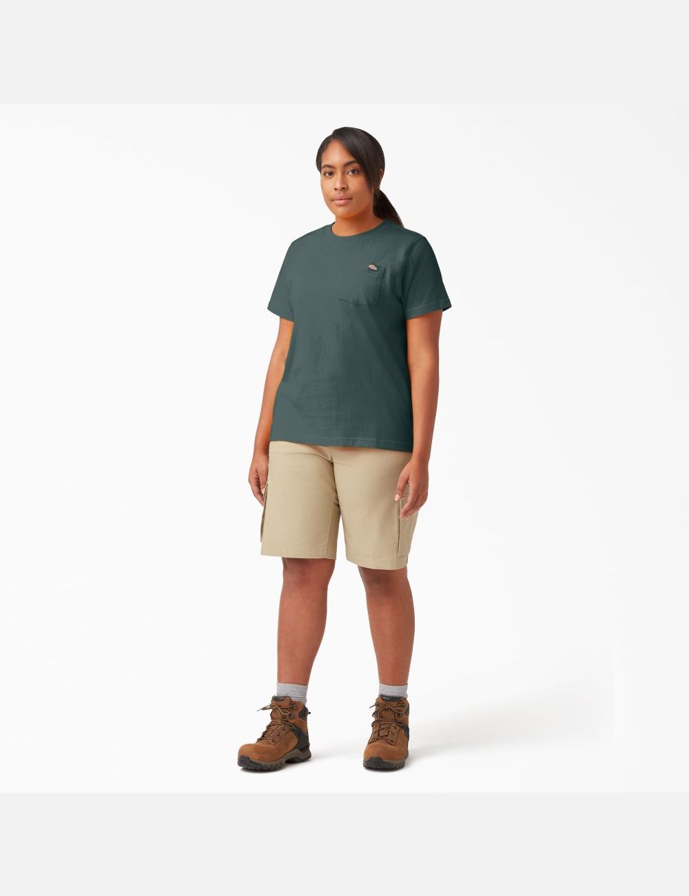 Camiseta Dickies Plus Heavyweight Corta Sleeve Mujer Verde | 6872390-TZ