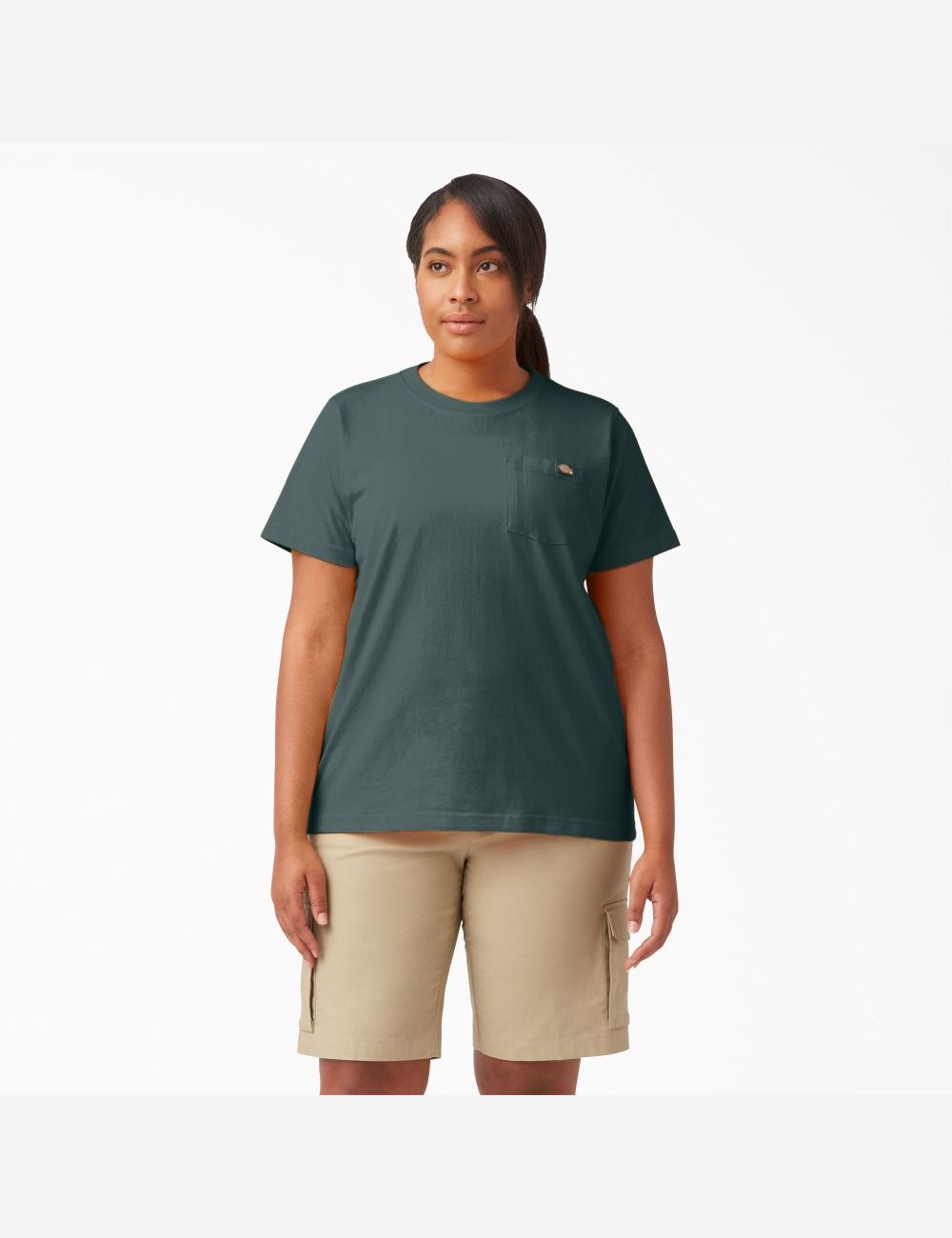 Camiseta Dickies Plus Heavyweight Corta Sleeve Mujer Verde | 6872390-TZ