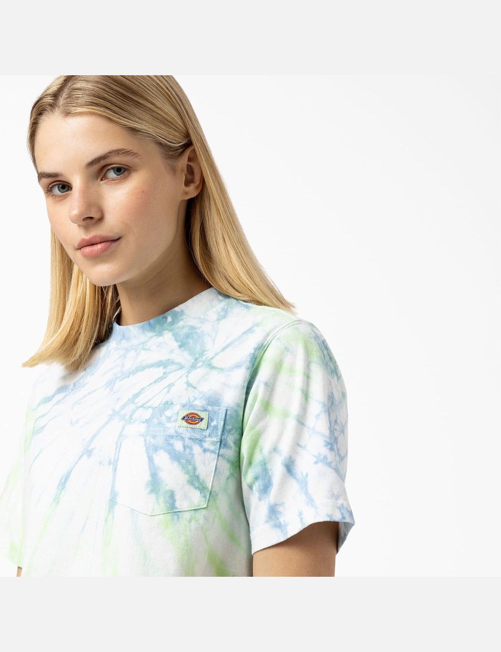 Camiseta Dickies Seatac Tie-Dye Cropped Mujer Azules Verde | 4375126-DA