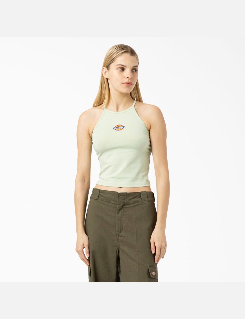 Camiseta Tirantes Dickies Chain Lake Cropped Mujer Verde | 8340175-CV