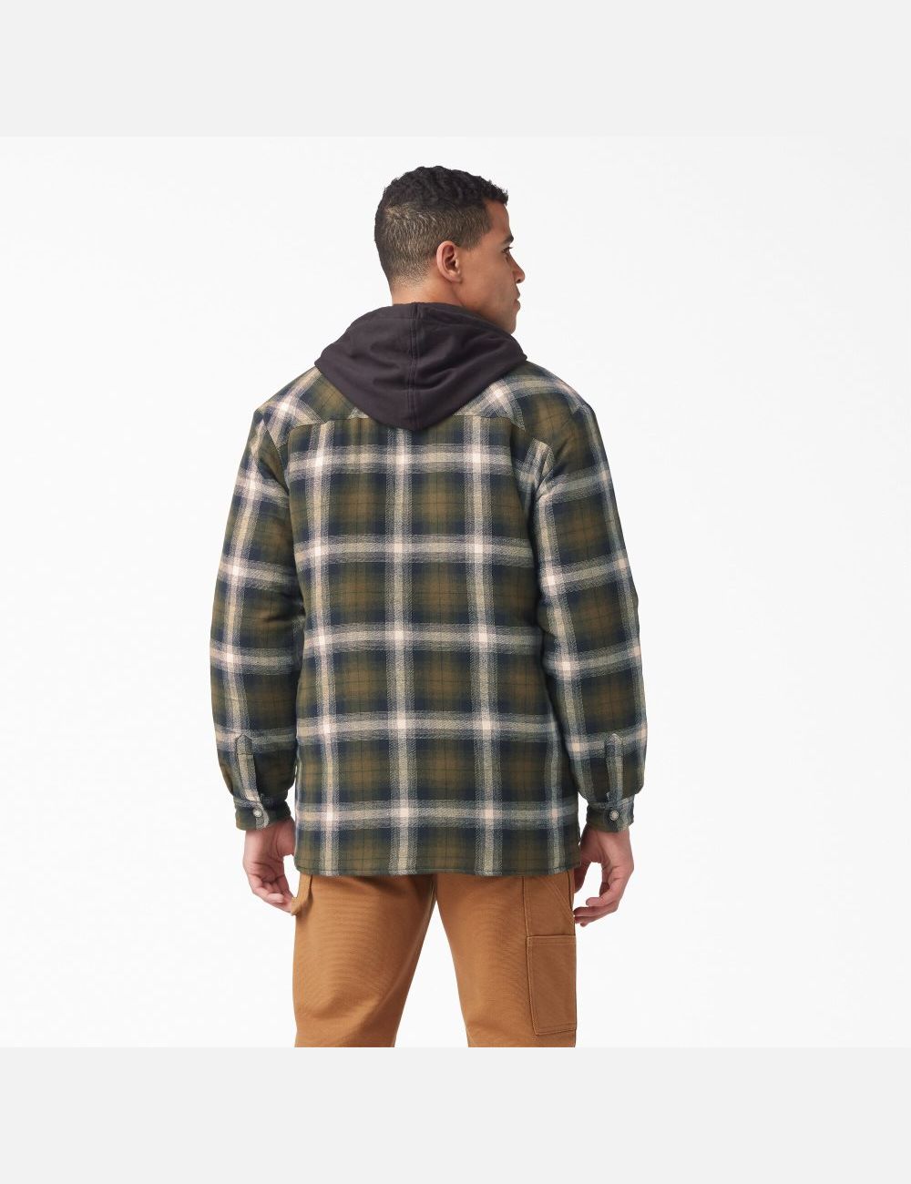 Chaquetas Camiseras Dickies Hydroshield Flannel Hombre Verde Oliva Oscuro Negras | 8273104-MQ