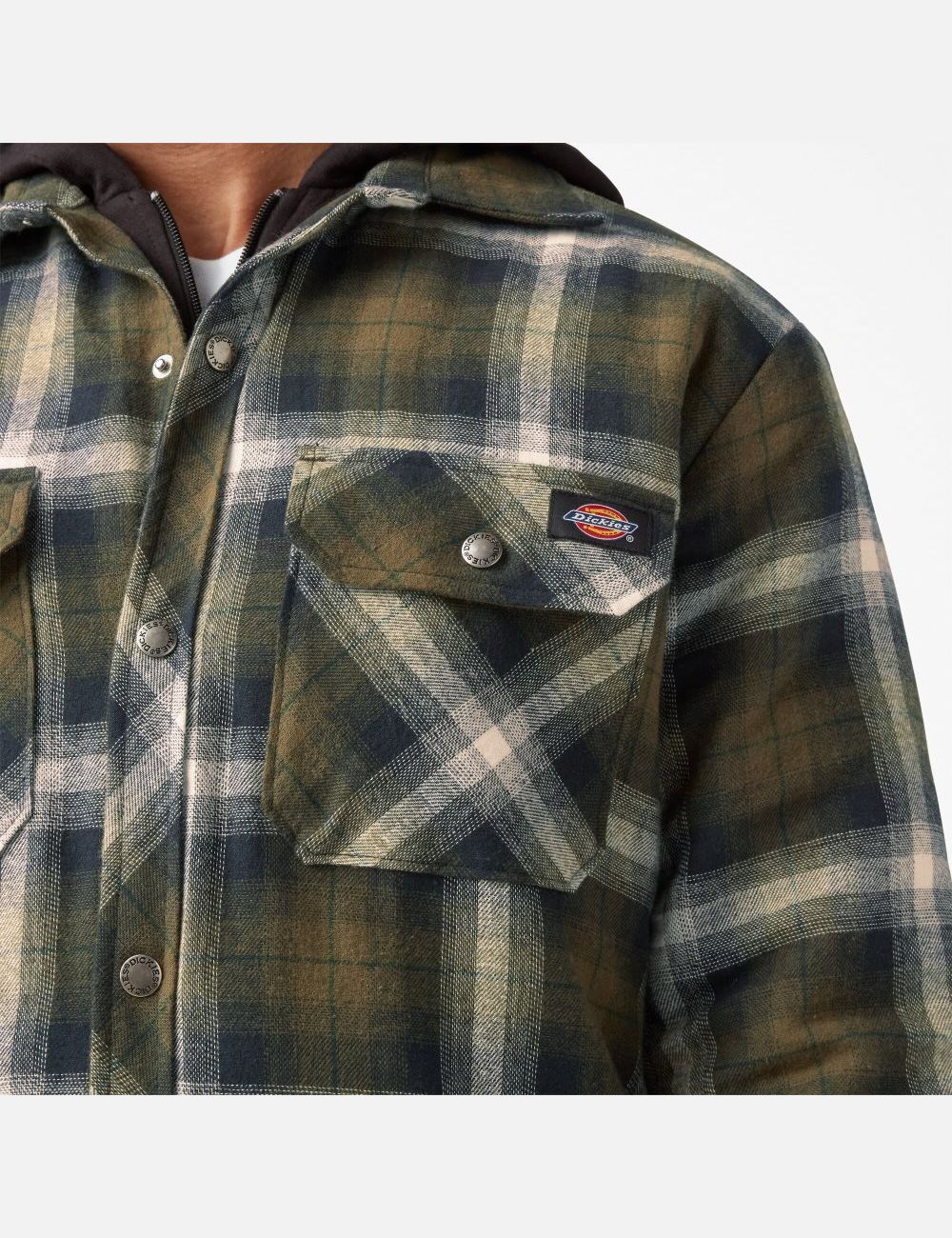 Chaquetas Camiseras Dickies Hydroshield Flannel Hombre Verde Oliva Oscuro Negras | 8273104-MQ