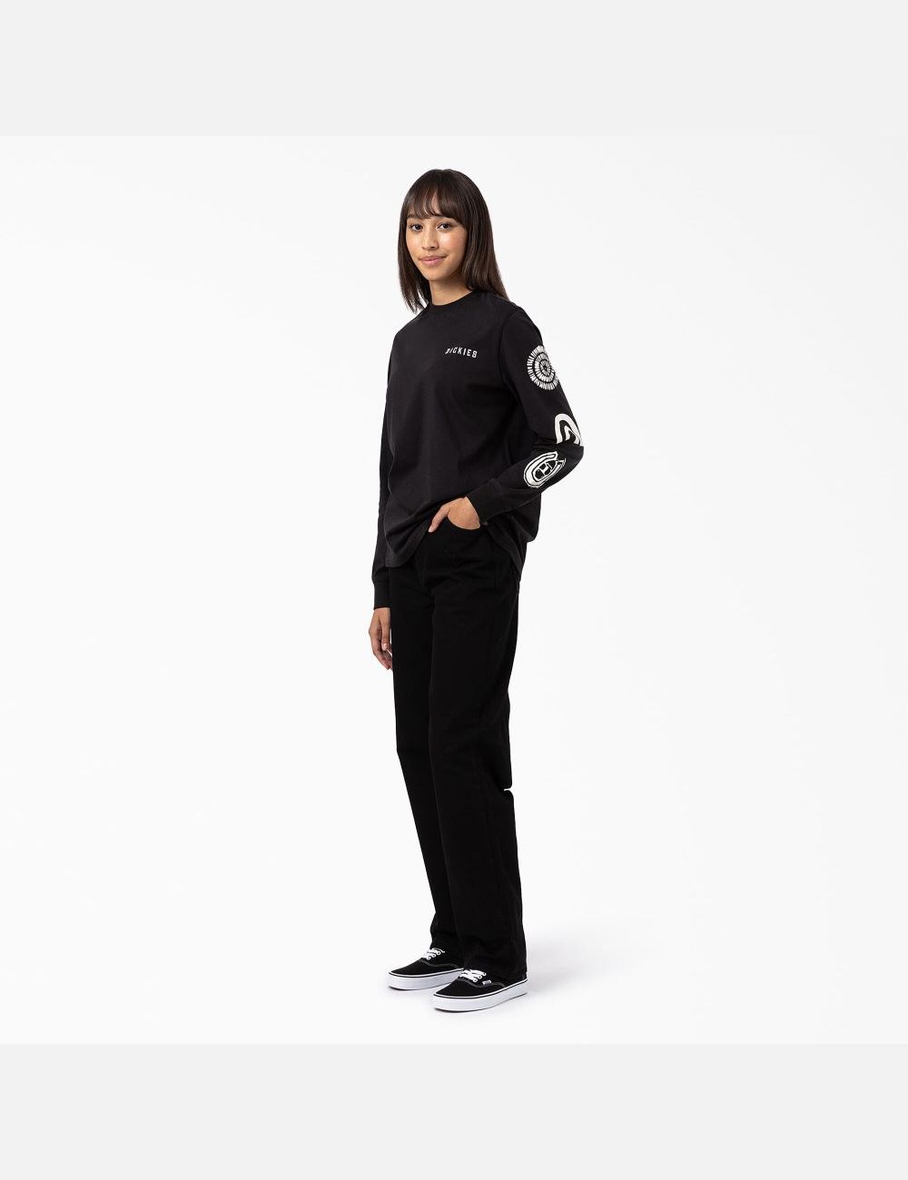 Long Sleeve Dickies Falkville T-Shirt Mujer Negras | 0129375-YV