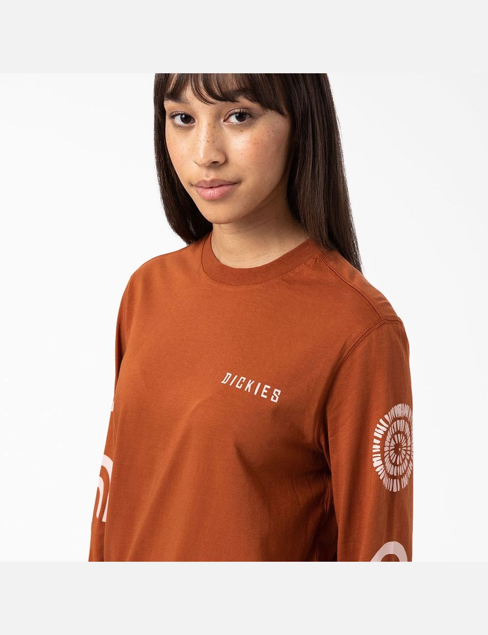 Long Sleeve Dickies Falkville T-Shirt Mujer Marrones | 8517932-CS