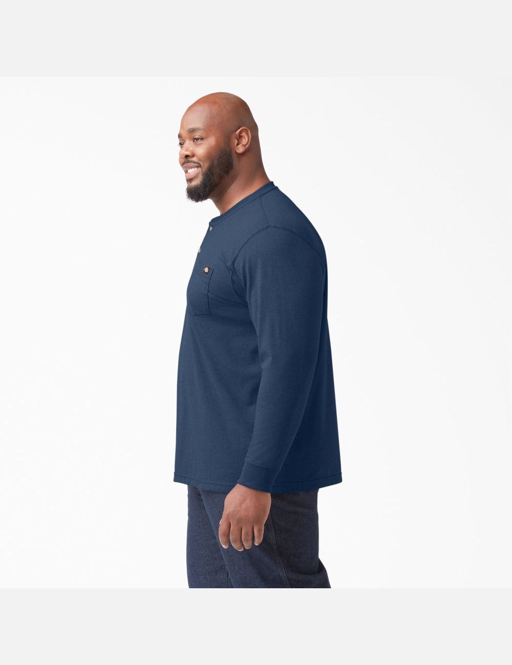 Long Sleeve Dickies Heathered Heavyweight Henley T-Shirt Hombre Azul Marino | 1437862-EY