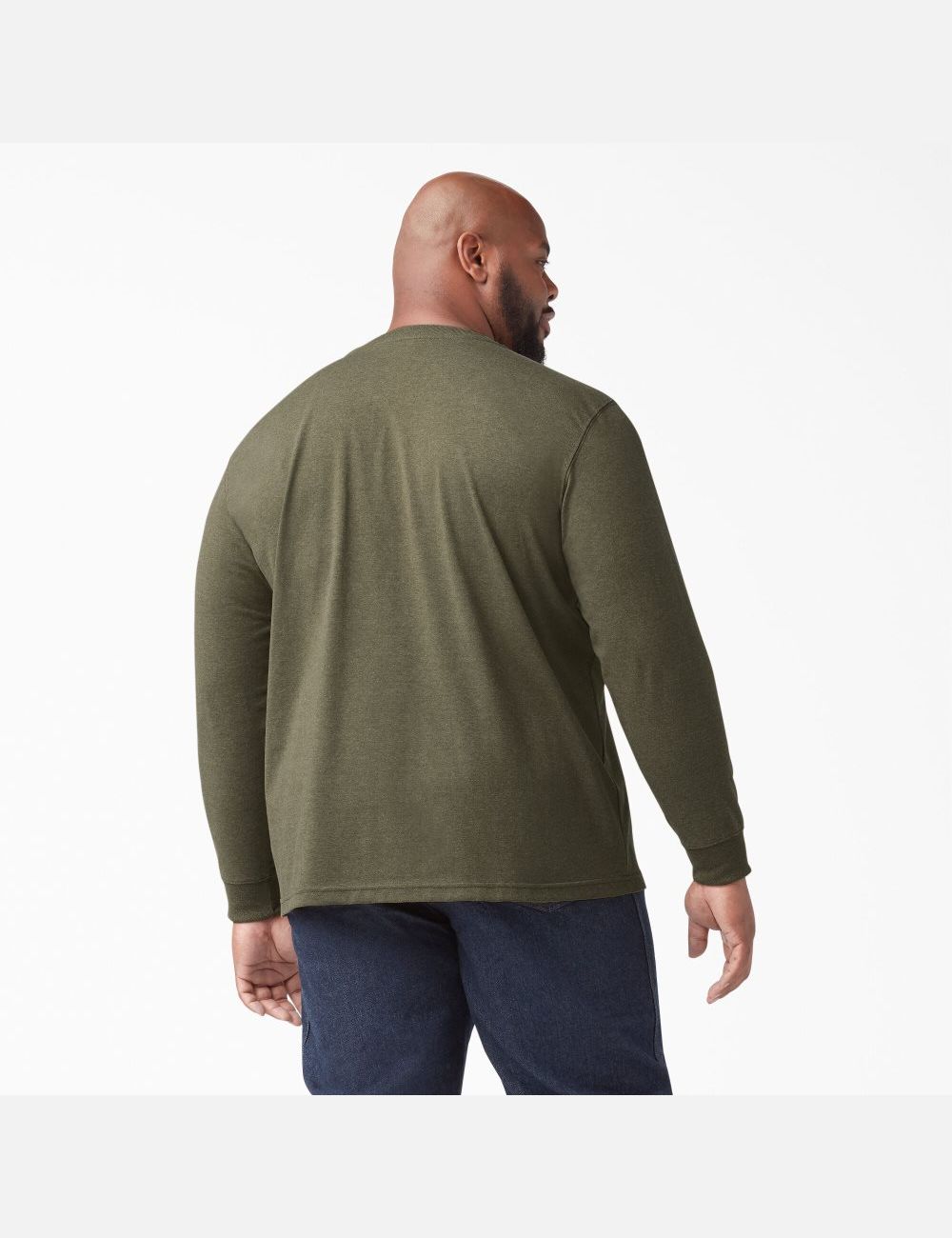 Long Sleeve Dickies Heathered Heavyweight Henley T-Shirt Hombre Verde | 1572406-WH