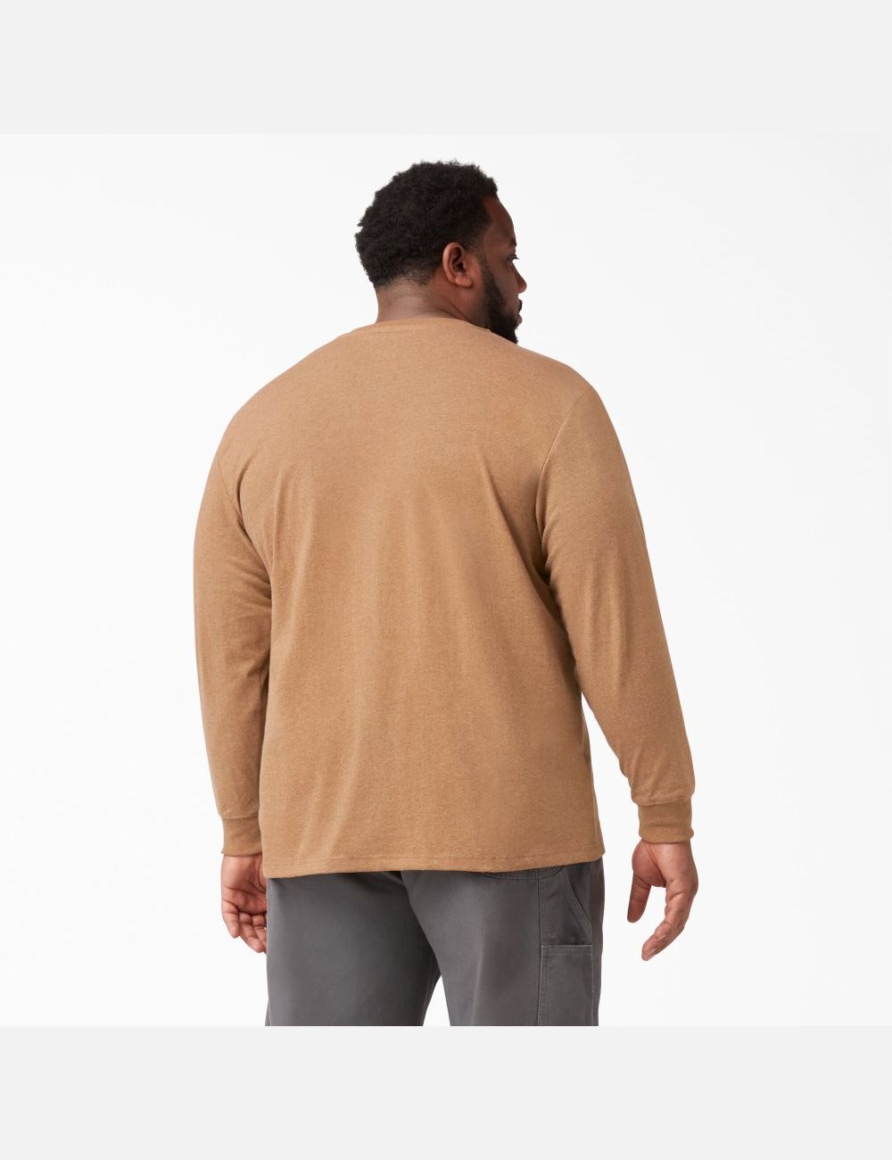 Long Sleeve Dickies Heathered Heavyweight Henley T-Shirt Hombre Marrones | 9074625-EG