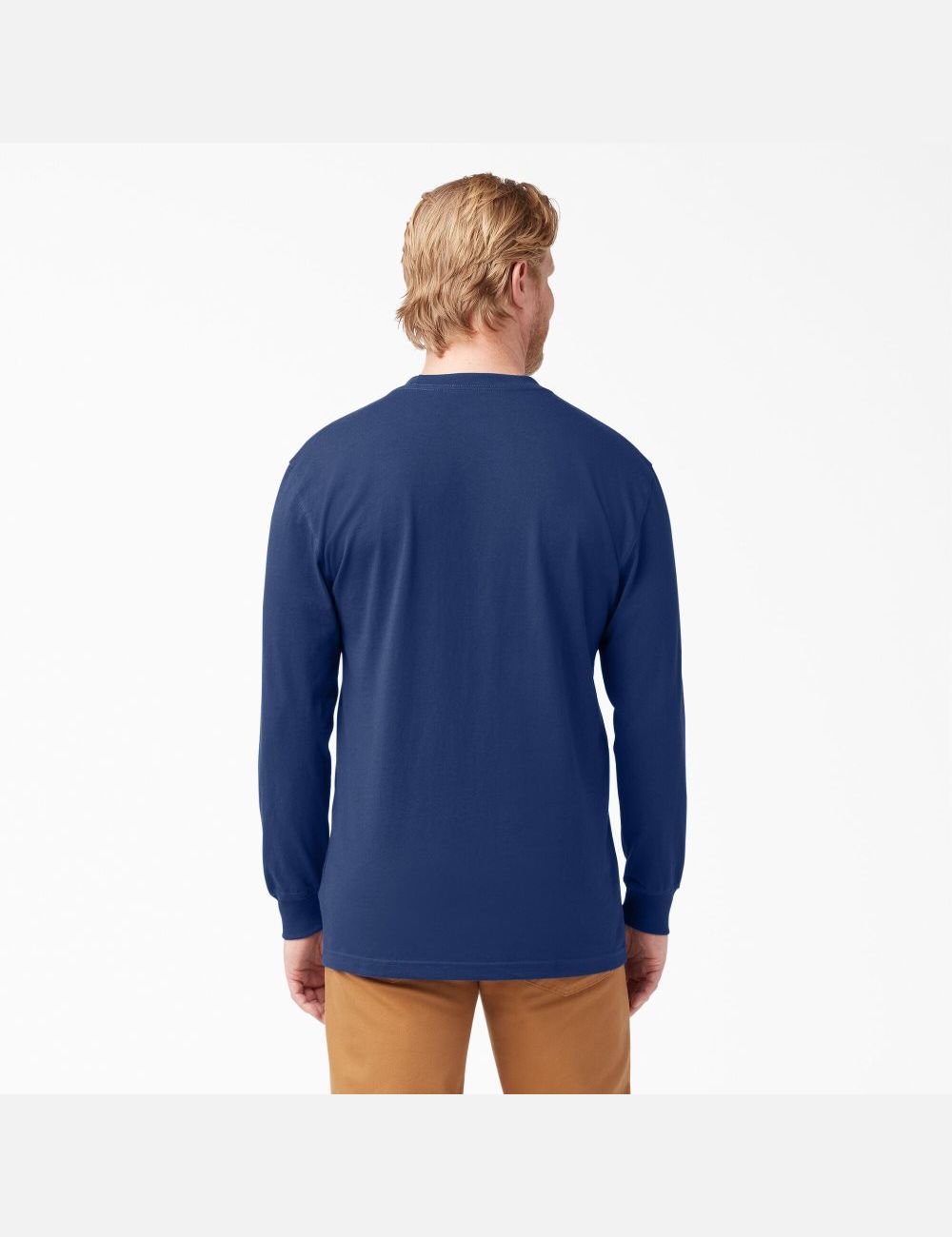 Long Sleeve Dickies Heavyweight Crew Neck T-Shirt Hombre Azules Oscuro | 0496753-IS