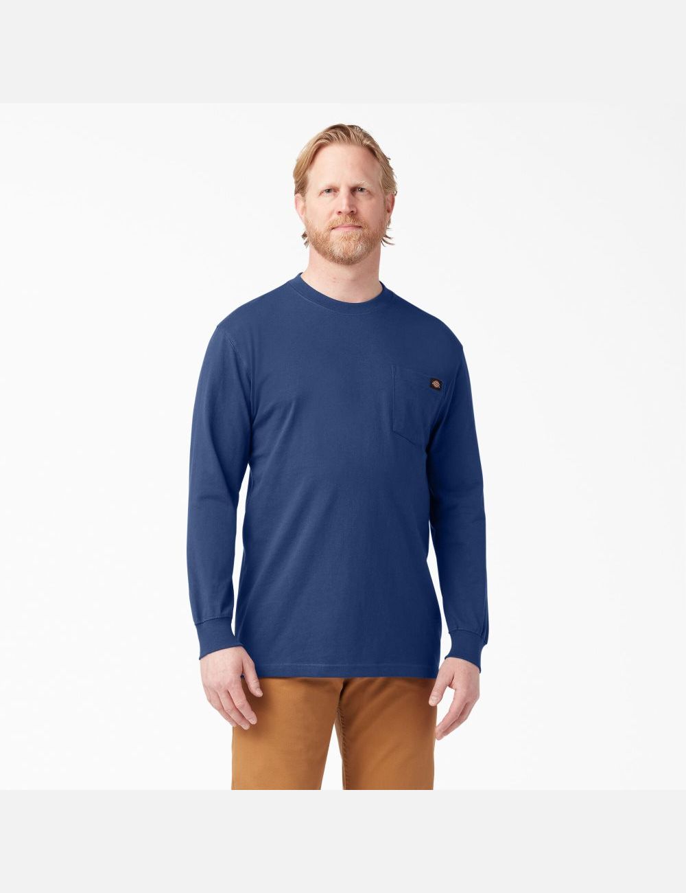 Long Sleeve Dickies Heavyweight Crew Neck T-Shirt Hombre Azules Oscuro | 0496753-IS