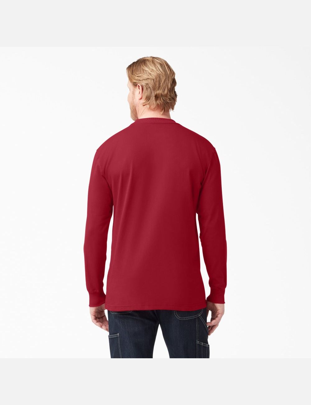 Long Sleeve Dickies Heavyweight Crew Neck T-Shirt Hombre Rojas | 4520678-AE