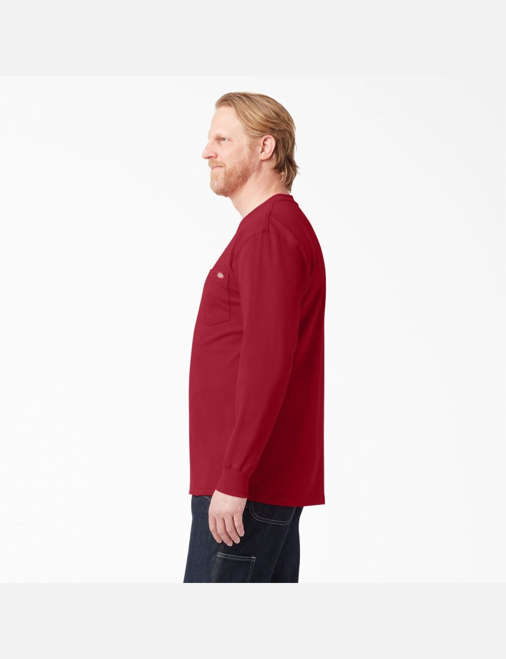 Long Sleeve Dickies Heavyweight Crew Neck T-Shirt Hombre Rojas | 4520678-AE