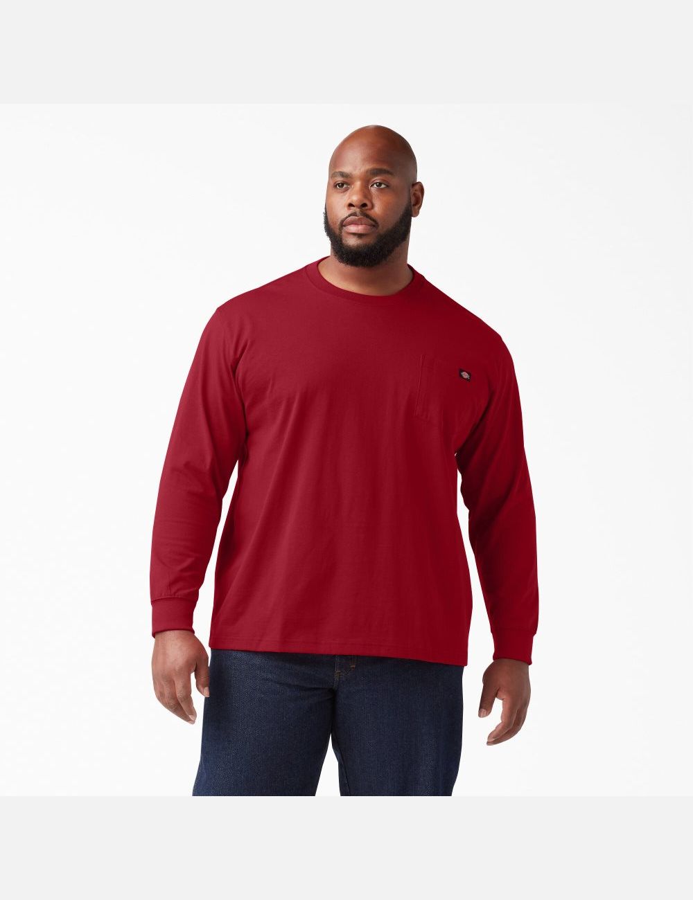 Long Sleeve Dickies Heavyweight Crew Neck T-Shirt Hombre Rojas | 4520678-AE