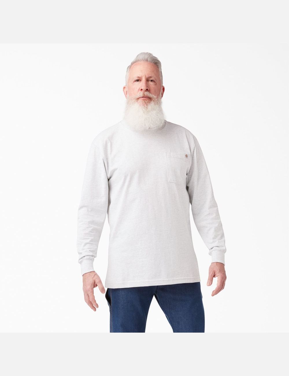 Long Sleeve Dickies Heavyweight Crew Neck T-Shirt Hombre Gris | 5024613-TN