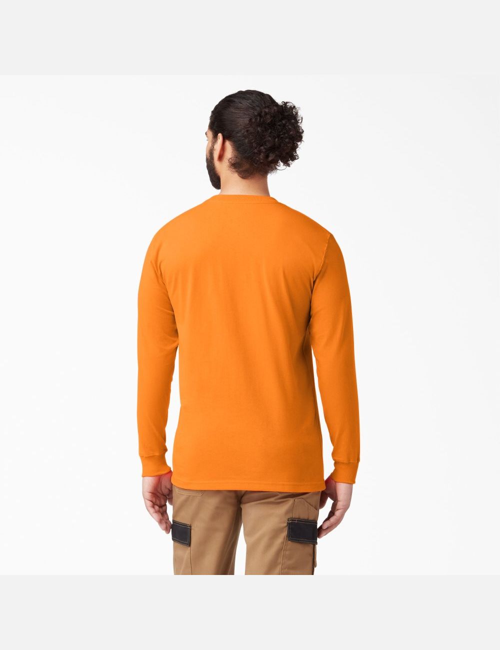 Long Sleeve Dickies Heavyweight Crew Neck T-Shirt Hombre Naranjas | 6974512-LO