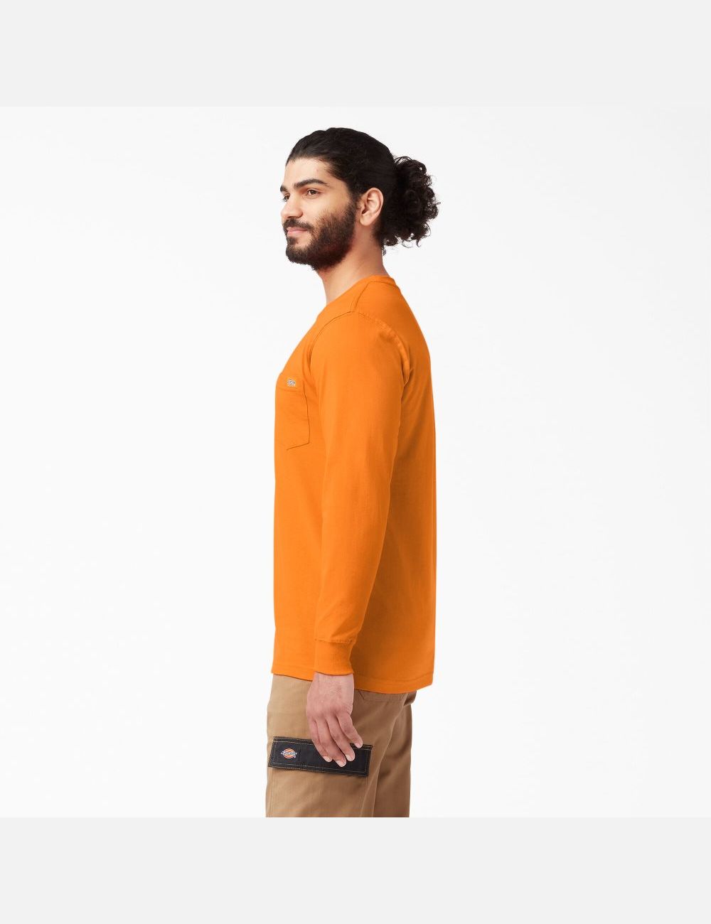 Long Sleeve Dickies Heavyweight Crew Neck T-Shirt Hombre Naranjas | 6974512-LO