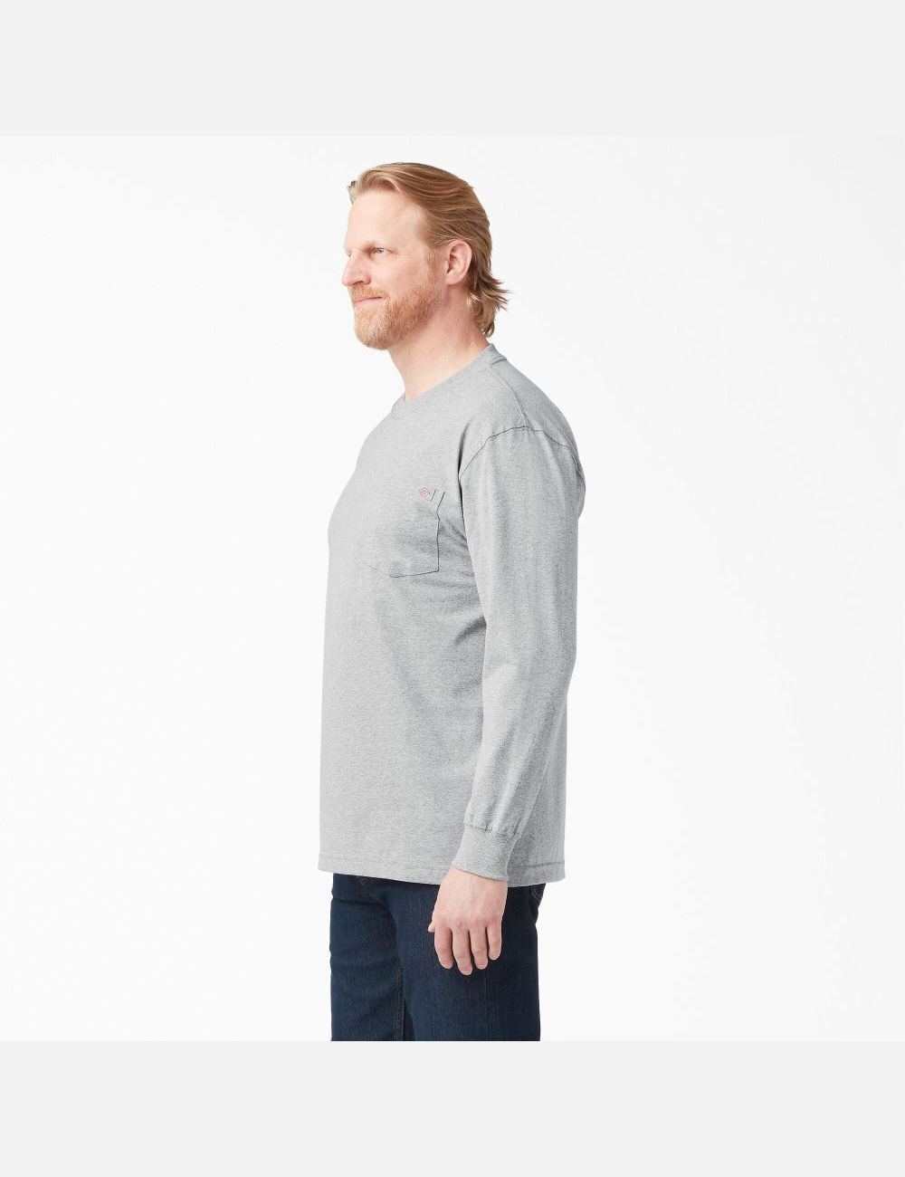 Long Sleeve Dickies Heavyweight Crew Neck T-Shirt Hombre Gris | 7259046-MC