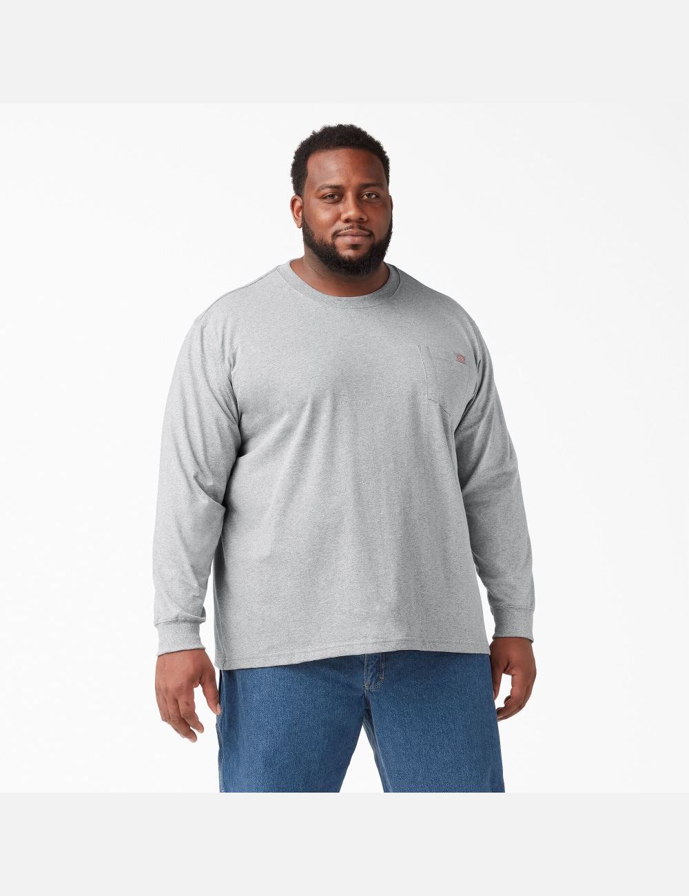 Long Sleeve Dickies Heavyweight Crew Neck T-Shirt Hombre Gris | 7259046-MC