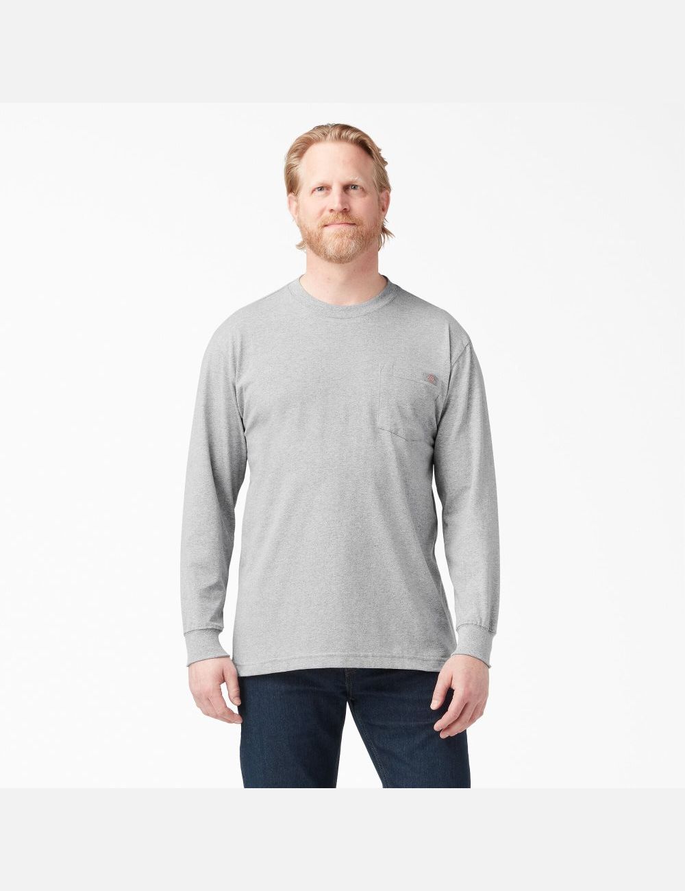 Long Sleeve Dickies Heavyweight Crew Neck T-Shirt Hombre Gris | 7259046-MC