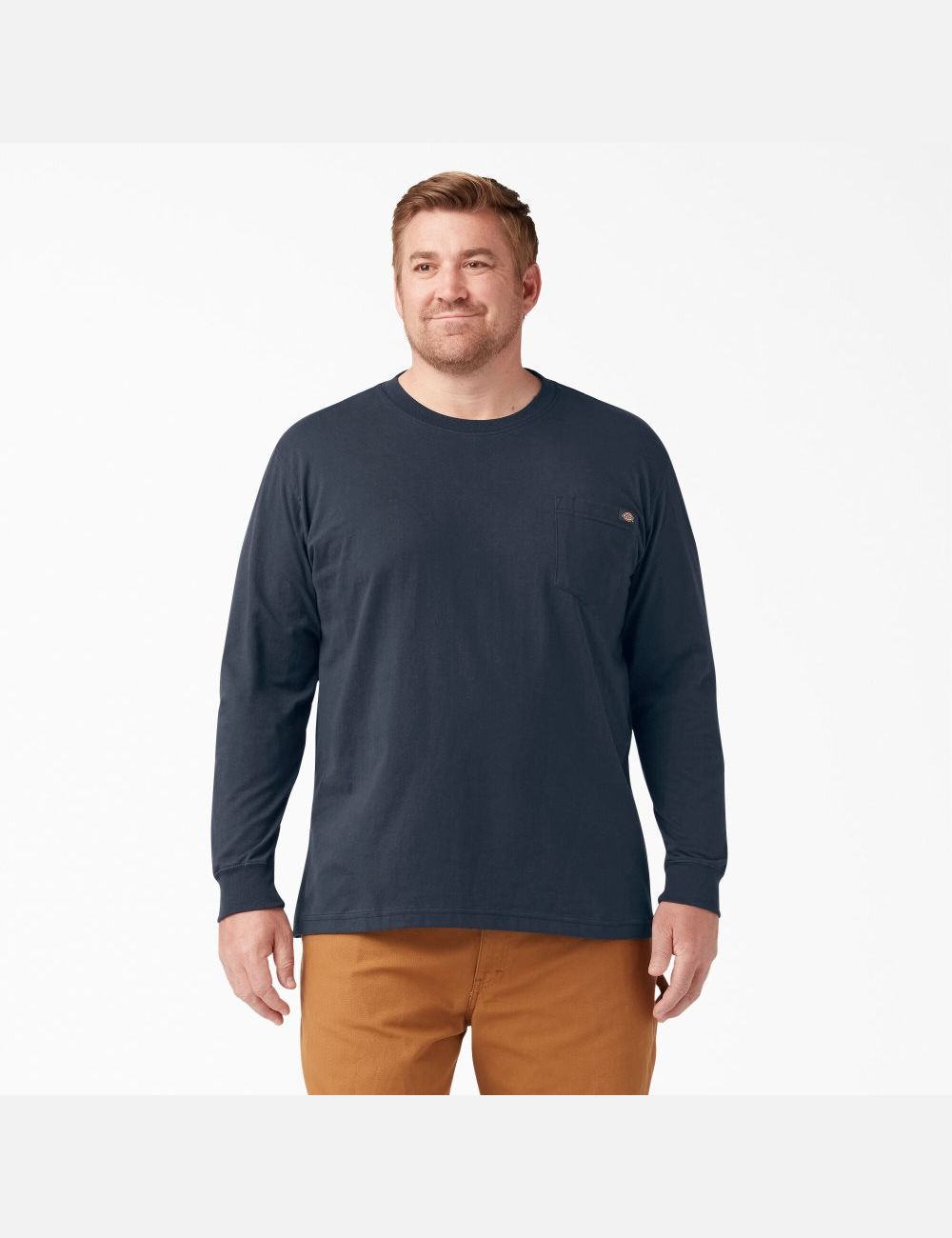 Long Sleeve Dickies Heavyweight Crew Neck T-Shirt Hombre Azul Marino | 8725341-IE