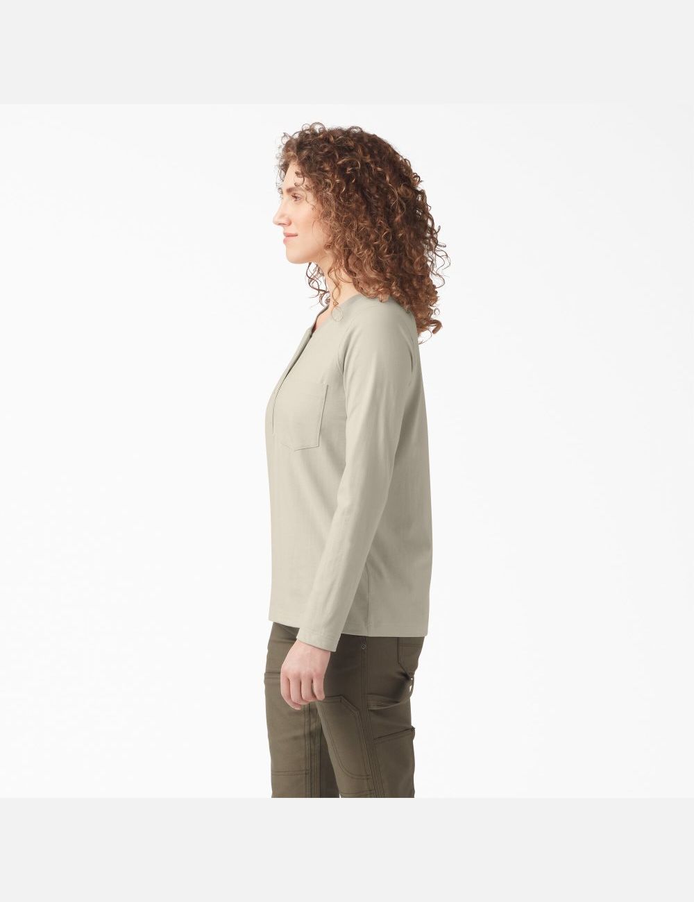 Long Sleeve Dickies Heavyweight Henley Mujer Beige | 6804712-QJ