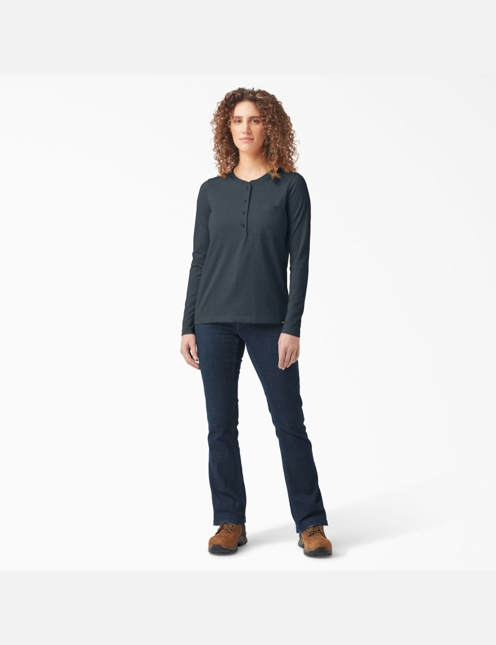 Long Sleeve Dickies Heavyweight Henley Mujer Multicolor | 7158036-ST