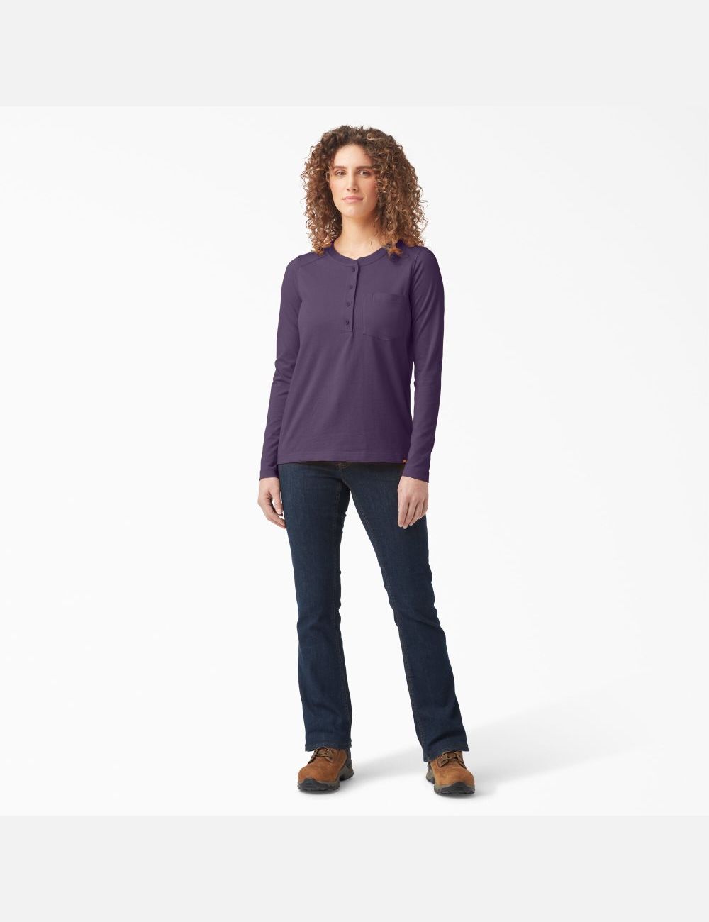 Long Sleeve Dickies Heavyweight Henley Mujer Moradas | 7604295-DV