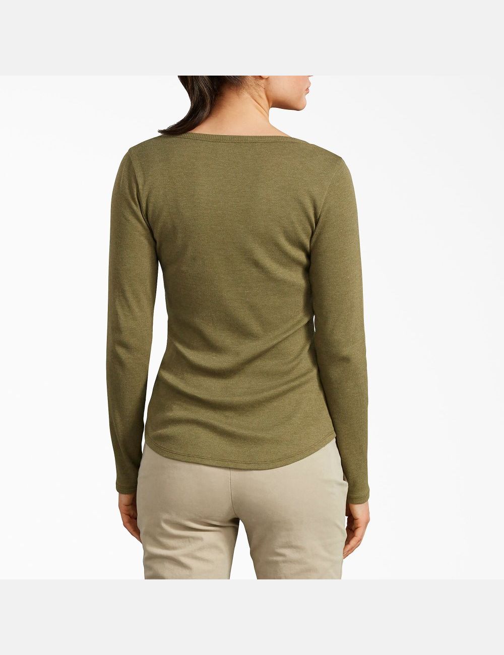 Long Sleeve Dickies Henley Shirt Mujer Verde Oliva | 6954203-WI