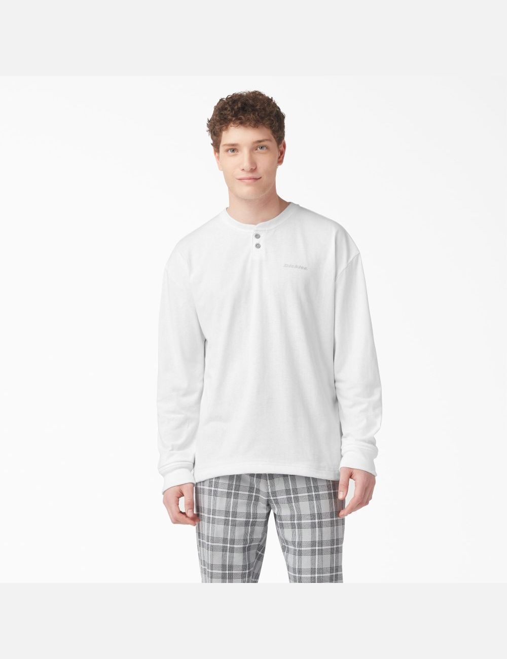 Long Sleeve Dickies Henley T-Shirt Hombre Blancas | 9763145-EA