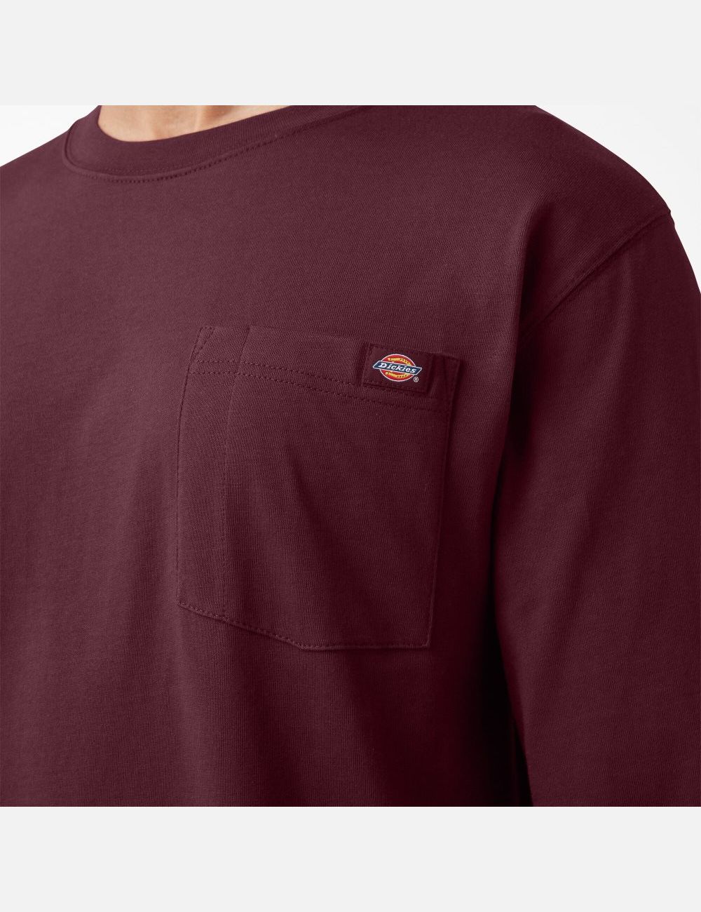 Long Sleeve Dickies Logo Estampadas T-Shirt Hombre Burdeos | 0458127-FM