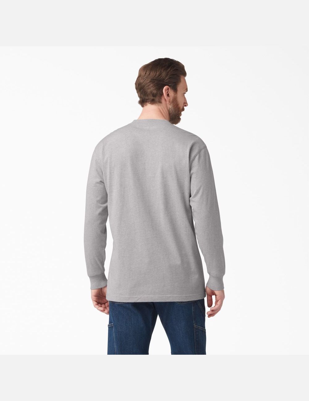 Long Sleeve Dickies Logo Estampadas T-Shirt Hombre Gris | 1769425-BM