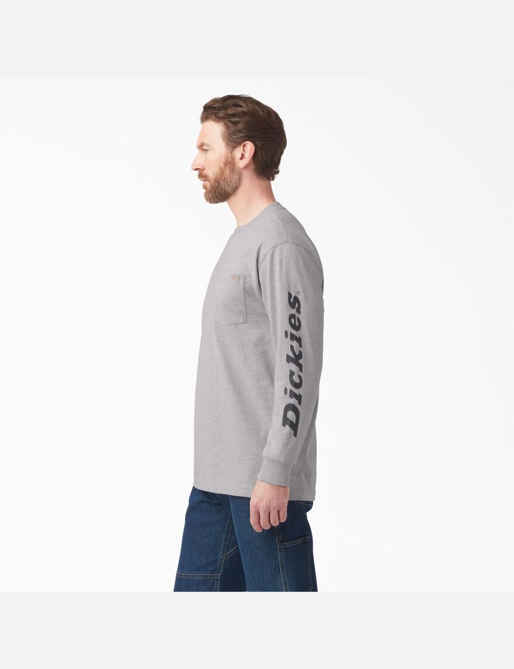 Long Sleeve Dickies Logo Estampadas T-Shirt Hombre Gris | 1769425-BM