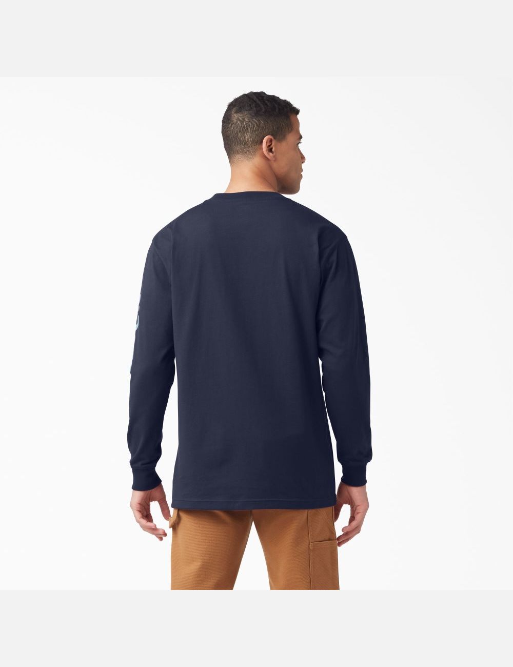 Long Sleeve Dickies Logo Estampadas T-Shirt Hombre Azul Marino | 4075236-XP