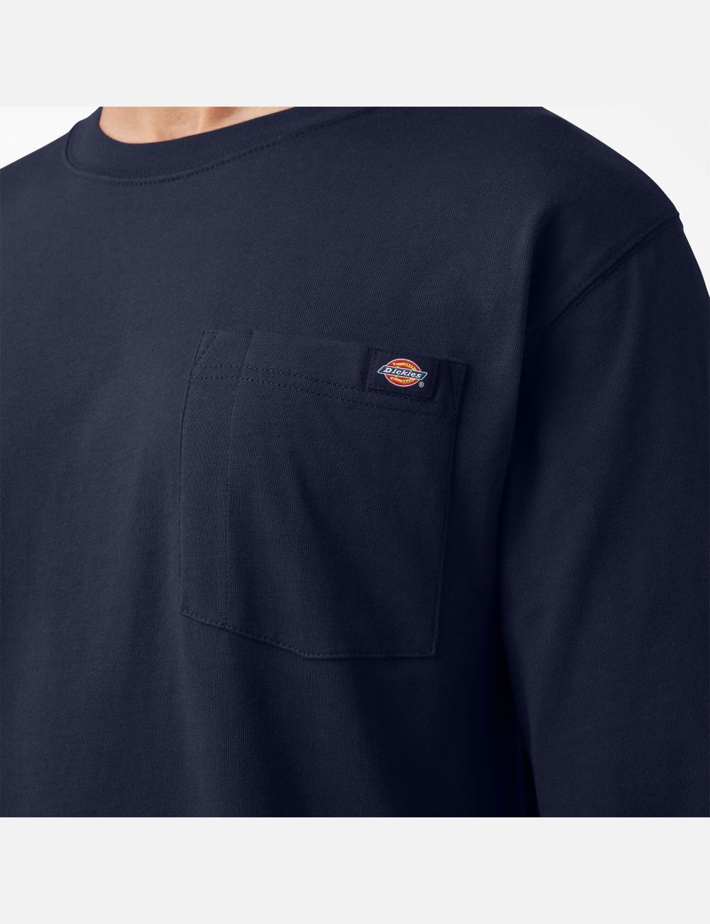 Long Sleeve Dickies Logo Estampadas T-Shirt Hombre Azul Marino | 4075236-XP