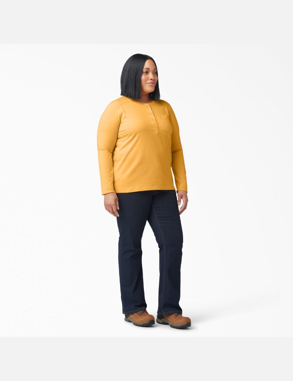 Long Sleeve Dickies Plus Heavyweight Henley Mujer Naranjas | 5617982-EO