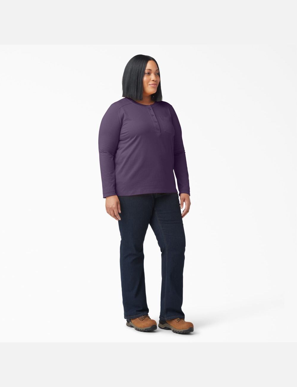 Long Sleeve Dickies Plus Heavyweight Henley Mujer Moradas | 8926437-QN