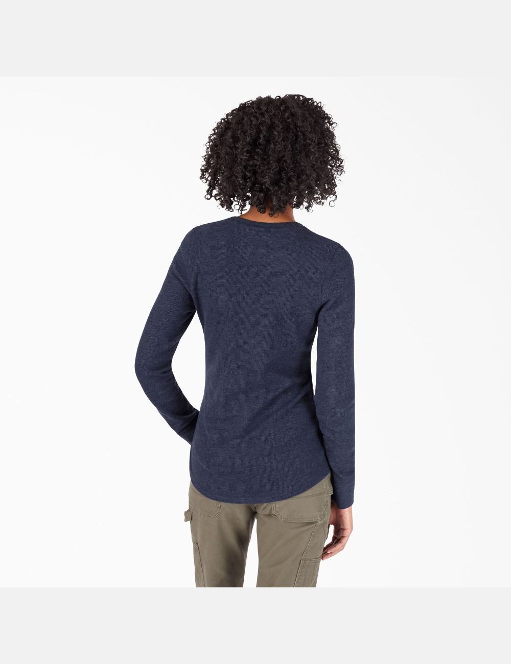 Long Sleeve Dickies Thermal Shirt Mujer Azul Marino | 9580231-VZ