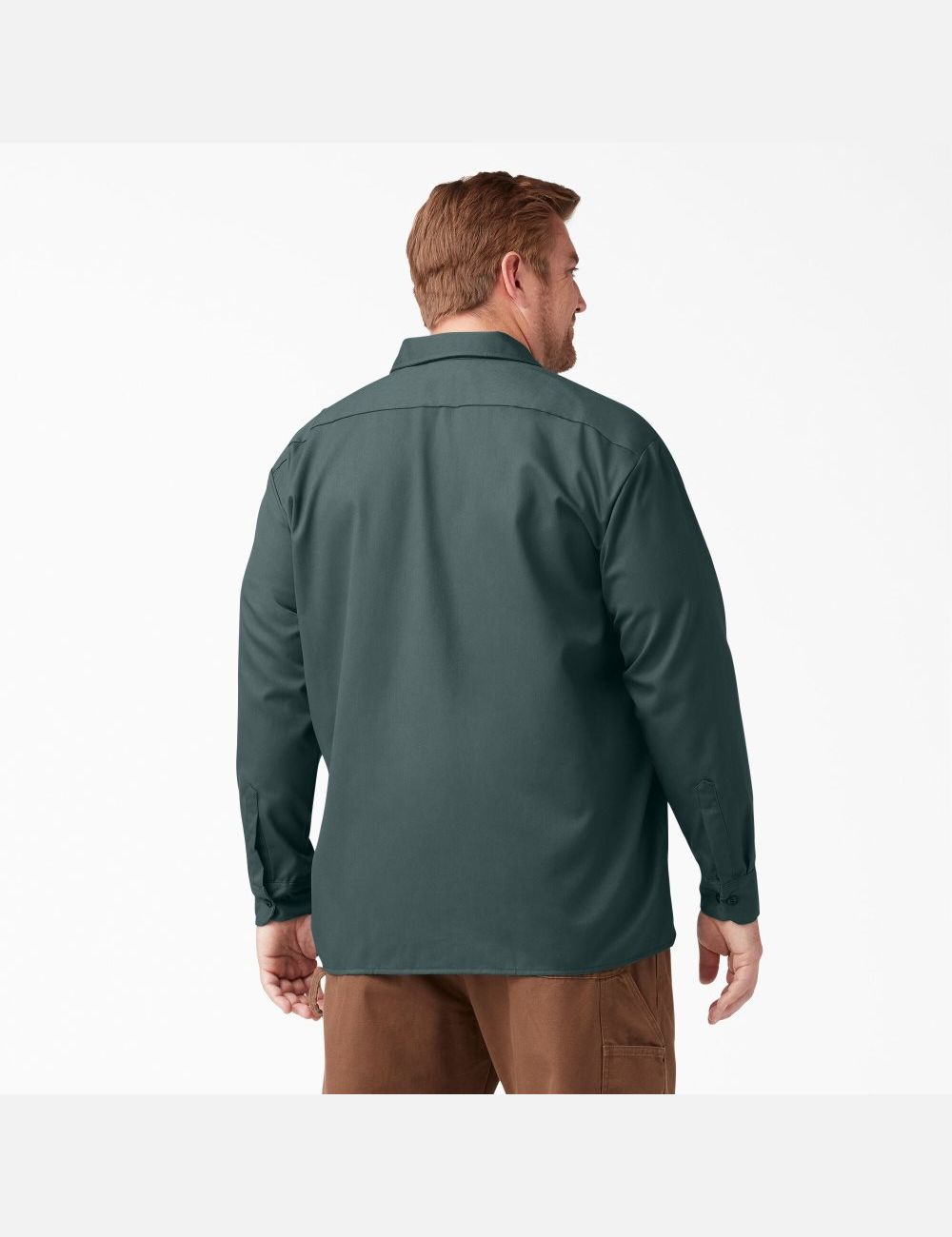 Long Sleeve Dickies Trabajo Shirt Hombre Verde | 3968702-JI