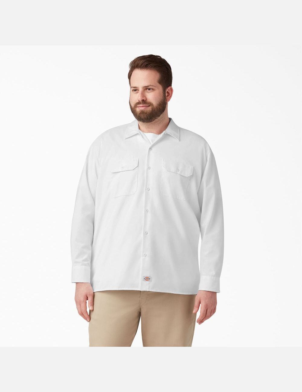 Long Sleeve Dickies Trabajo Shirt Hombre Blancas | 6409815-HN