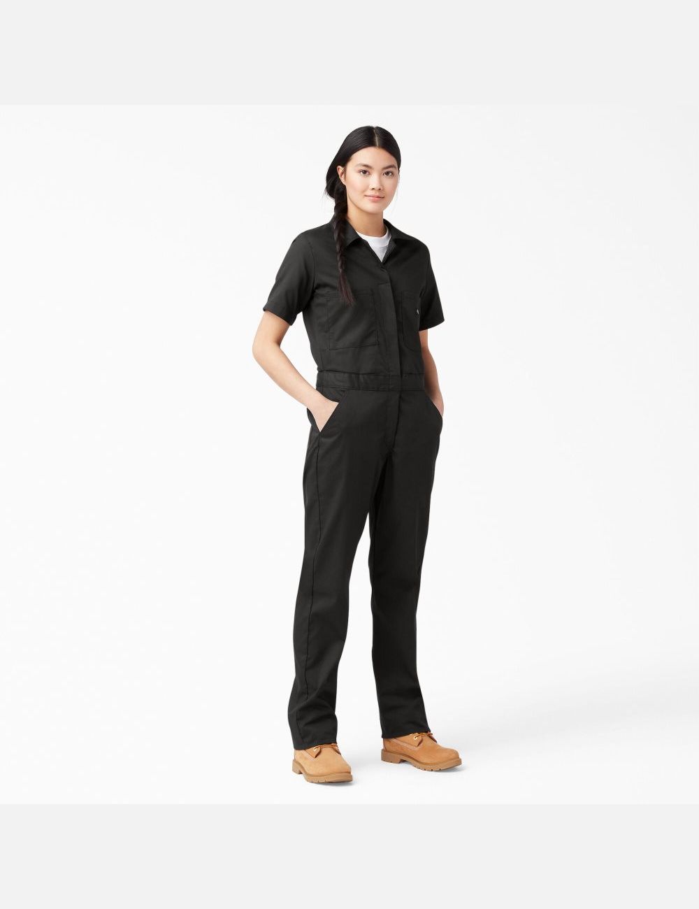 Monos Dickies FLEX Cooling Corta Sleeve Mujer Negras | 3296581-QX