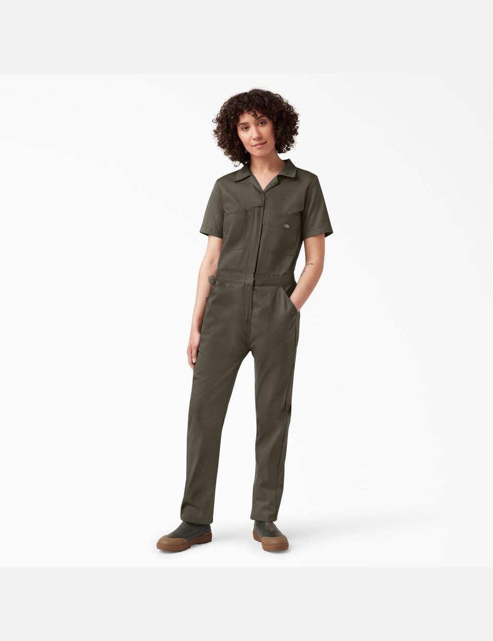 Monos Dickies FLEX Cooling Corta Sleeve Mujer Verde | 4198567-EN