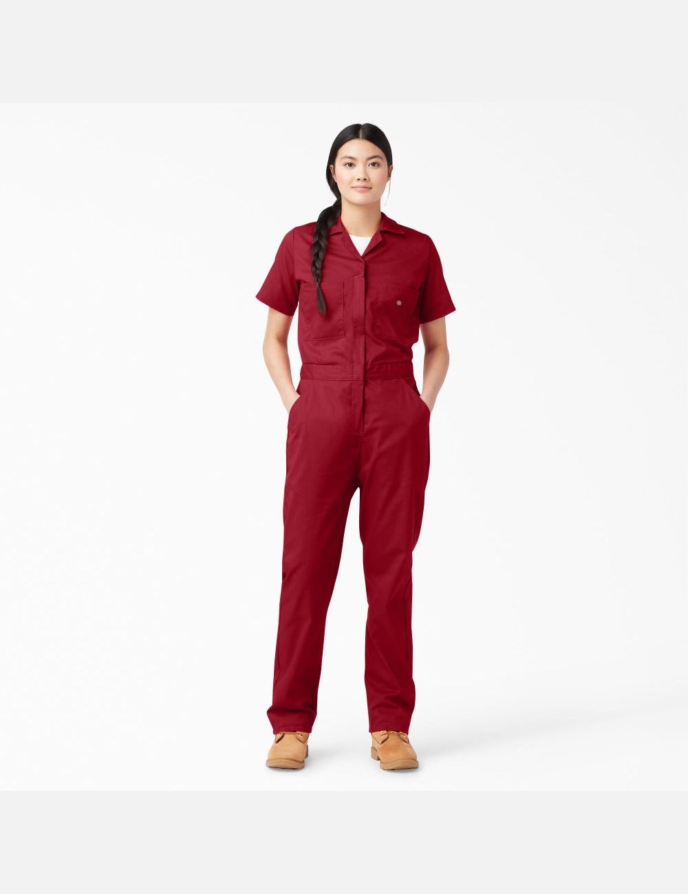 Monos Dickies FLEX Cooling Corta Sleeve Mujer Rojas | 7916482-XT