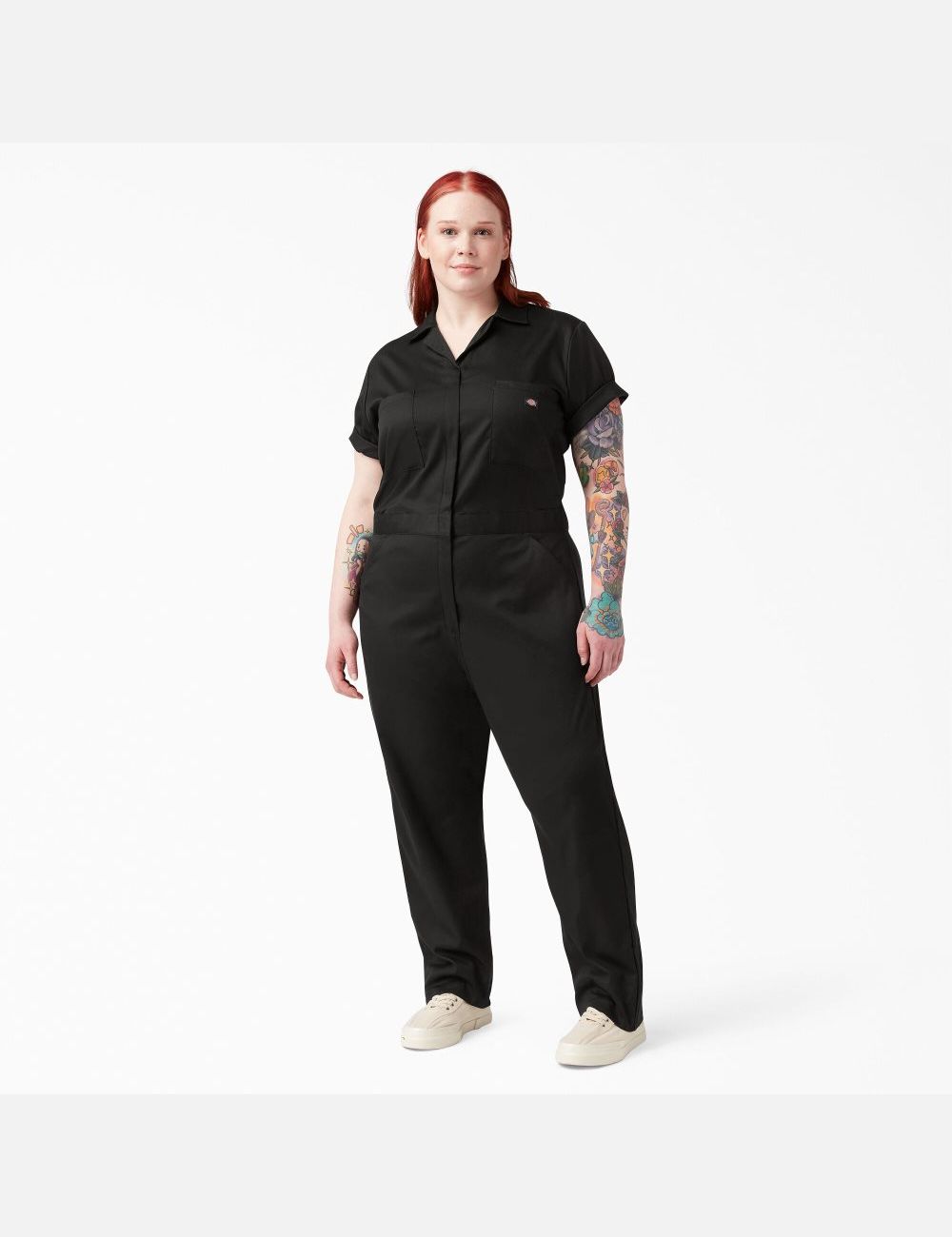 Monos Dickies Plus FLEX Cooling Corta Sleeve Mujer Negras | 2089645-ZA