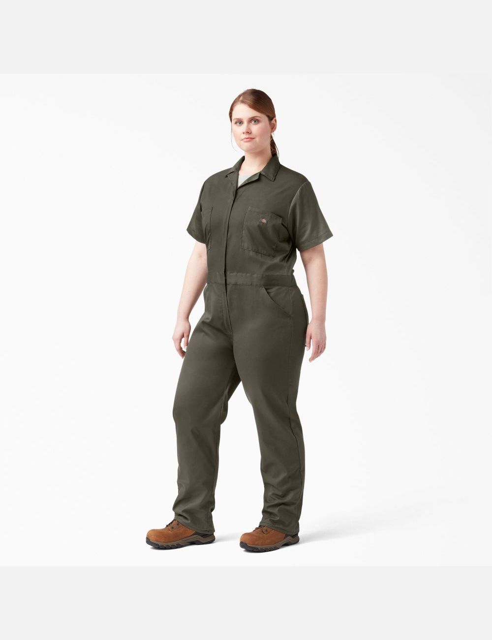 Monos Dickies Plus FLEX Cooling Corta Sleeve Mujer Verde | 4926305-ON