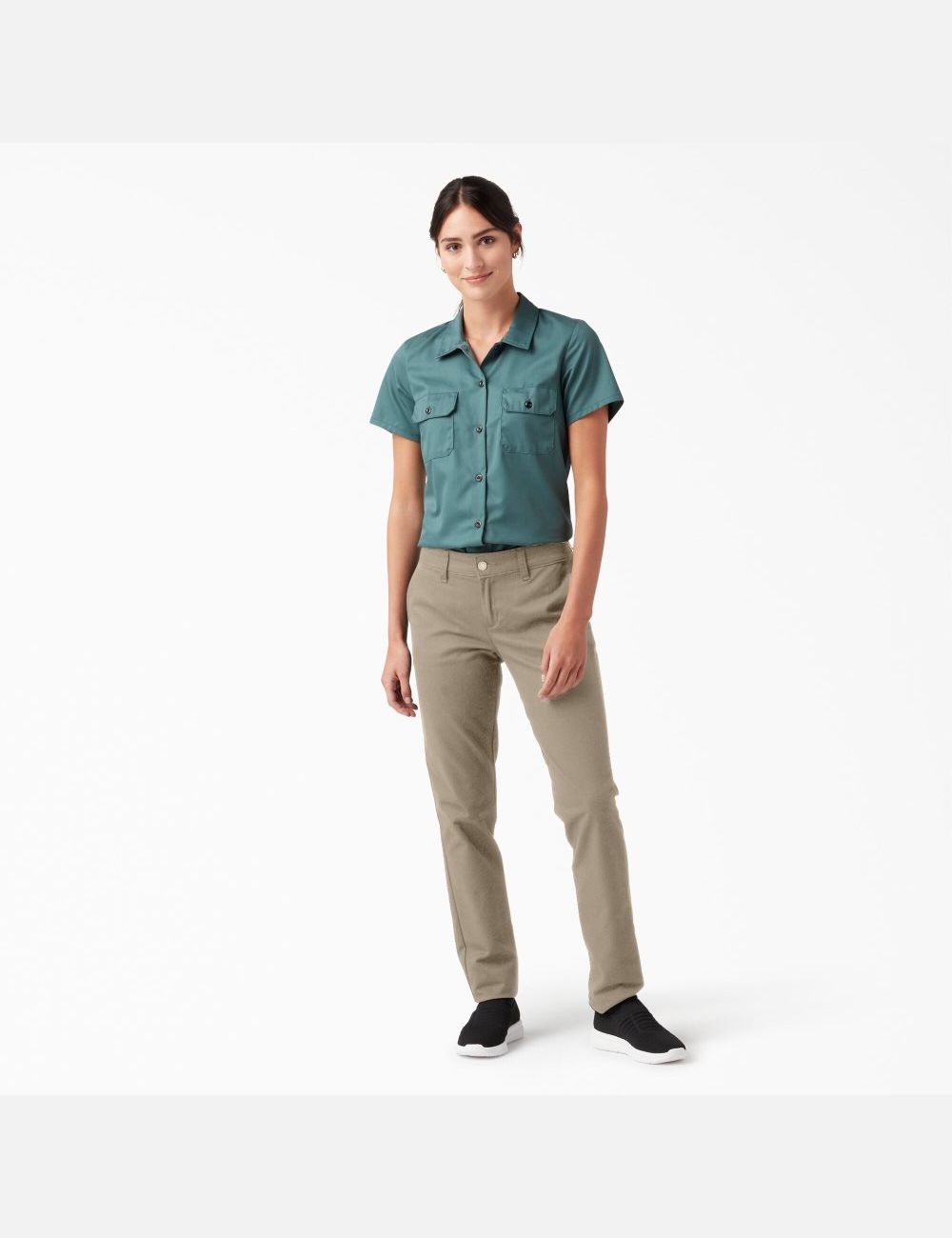 Pantalones Casuales Dickies Flaco Twill Mujer Marrones | 1076592-TZ