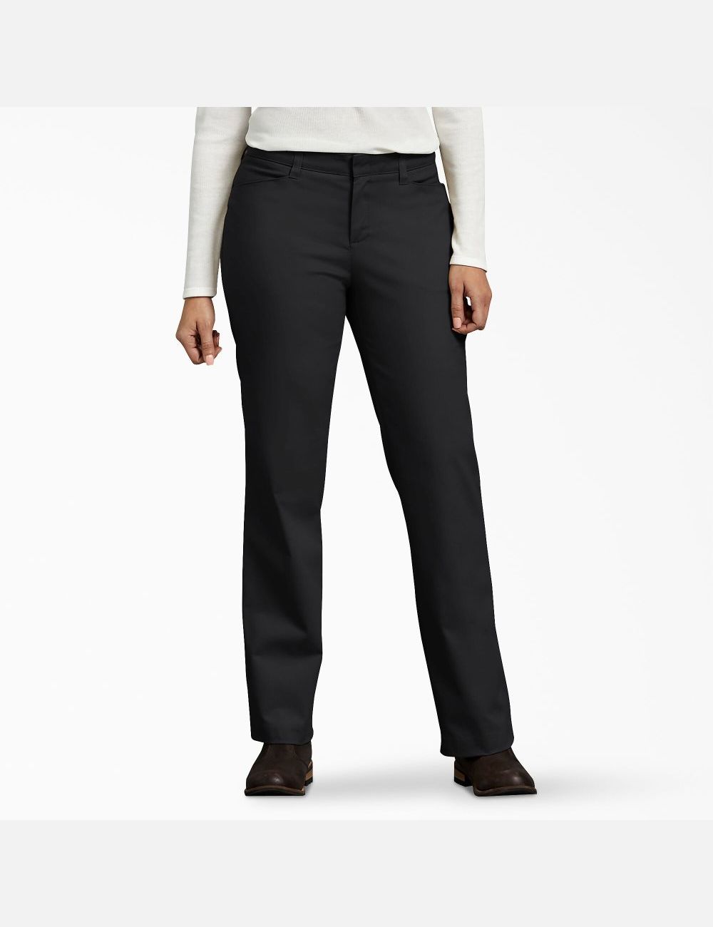 Pantalones De Trabajo Dickies Curvy Fit Directo Leg Mujer Negras | 9864201-MO