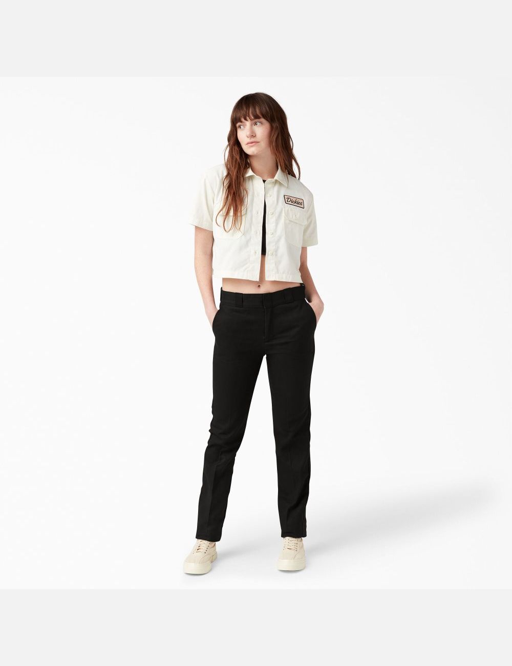 Pantalones De Trabajo Dickies FLEX Slim Fit Mujer Negras | 7451308-CM