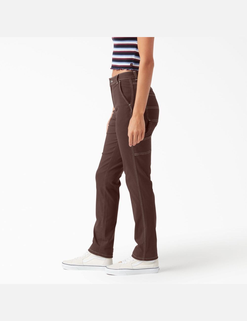 Pantalones De Trabajo Dickies Roll Hem Carpenter Mujer Chocolate Marrones | 4961580-HV